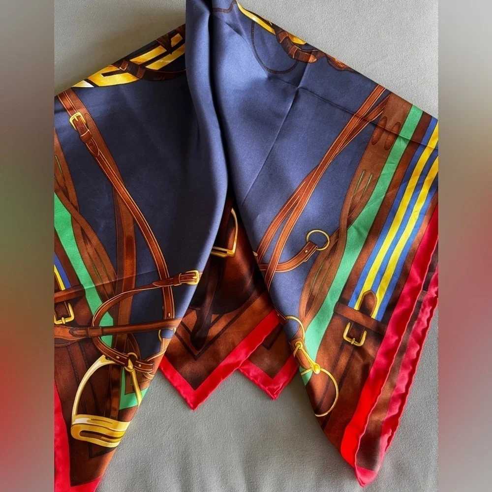 Ralph Lauren Collection Purple Label Equestrian Horse Silk Scarf Shawl 35